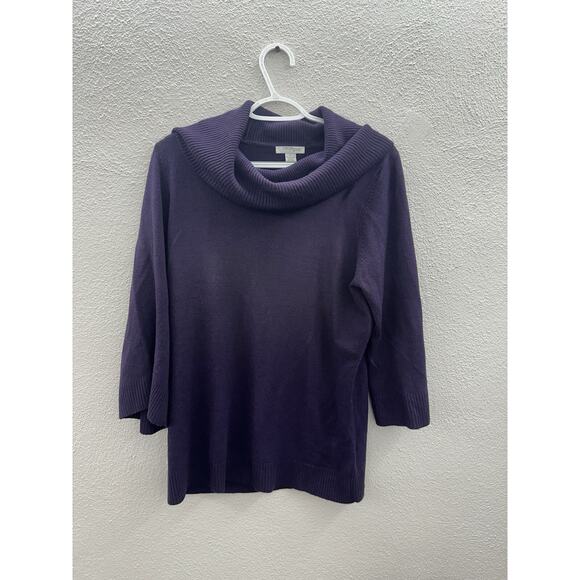 Mercer Street Studio Womens Sweater Size Large Purple Crowl Neckline 3/4 Sleeve - Picture 1 of 11